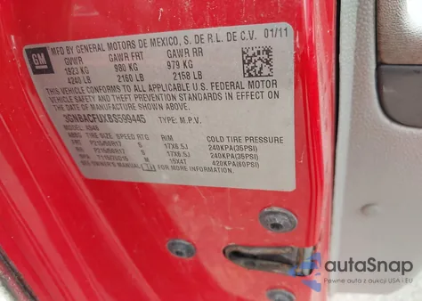 2011 Chevrolet Hhr Lt from USA, damaged, VIN 3GNBACFUXBS599445